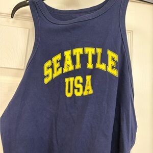 Wild Fable Navy and Yellow Seattle USA Muscle Tee